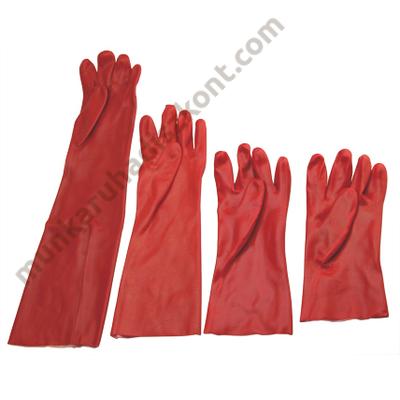6035-30 PVC kesztyű 30 cm, piros pvc mártott kesztyű
